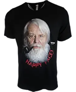 Black t-shirt with grumpy old man saying Happy Faces printed with GTXpro printer