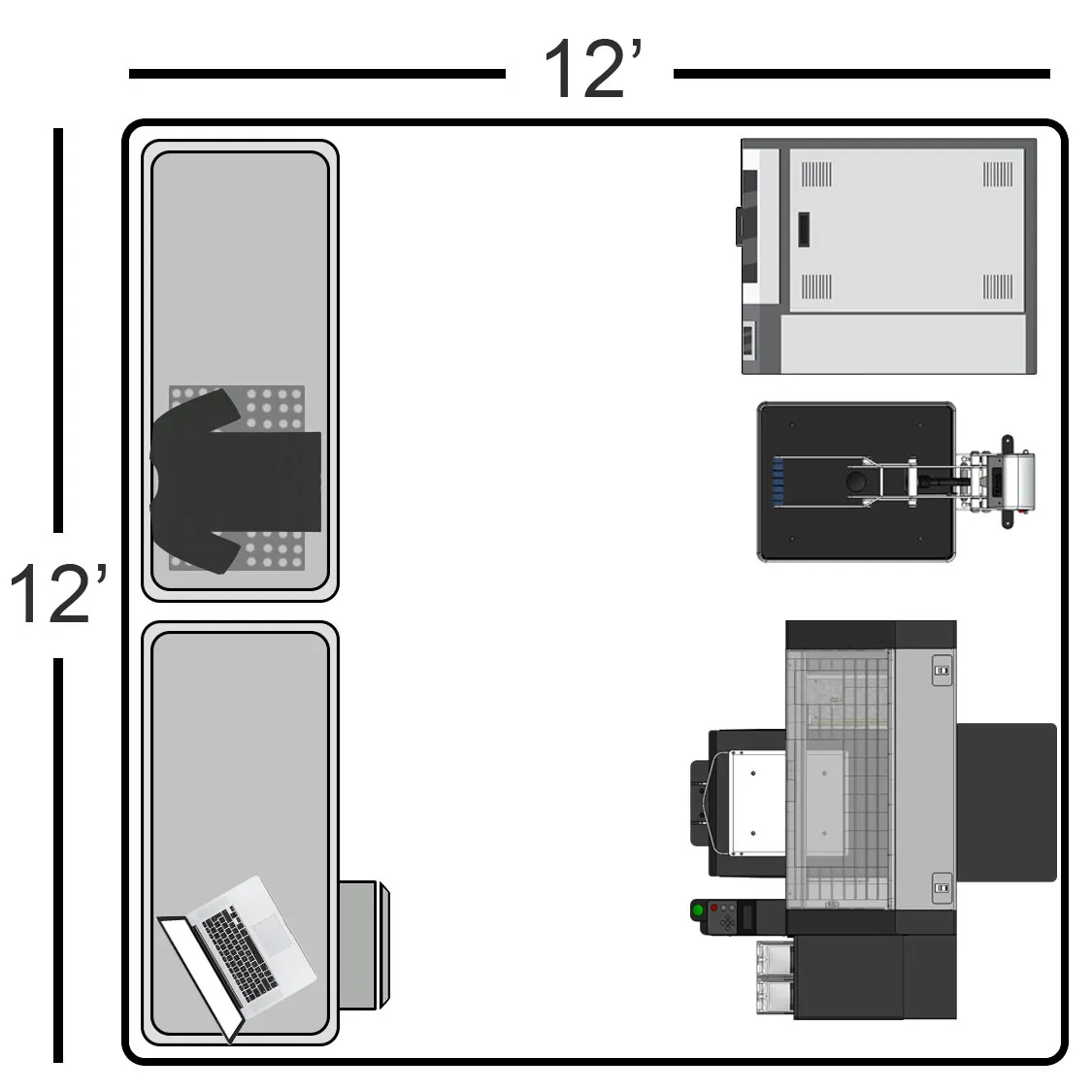 Floor plan graphic for a suggested room set up