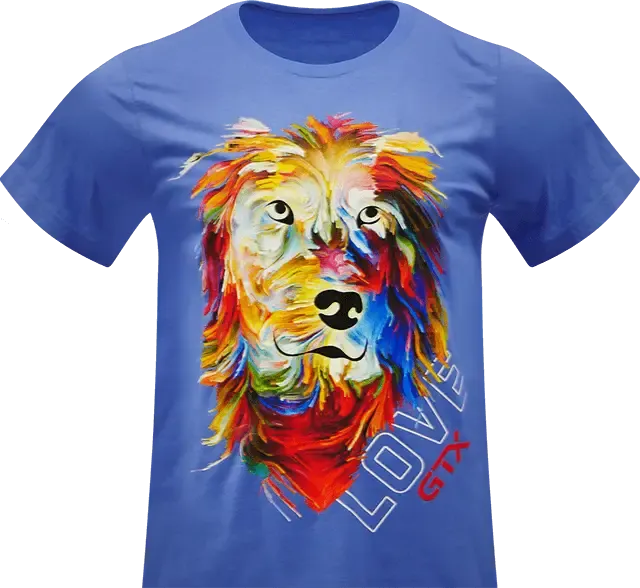 Printed shirts with colorful lion from GTXpro printer