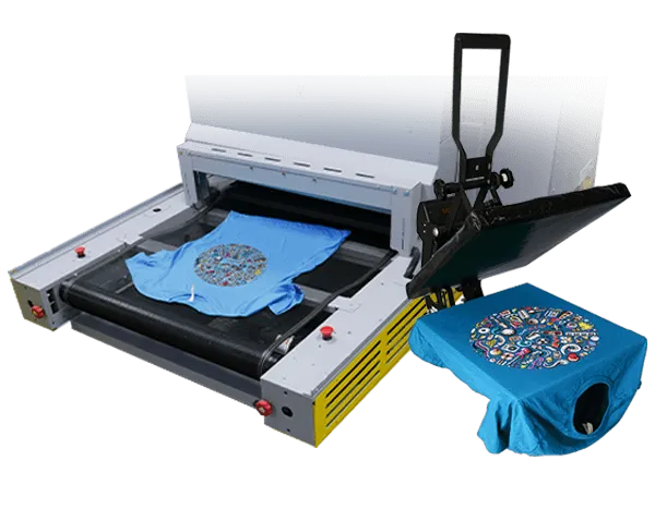 Heat press machine with shirt