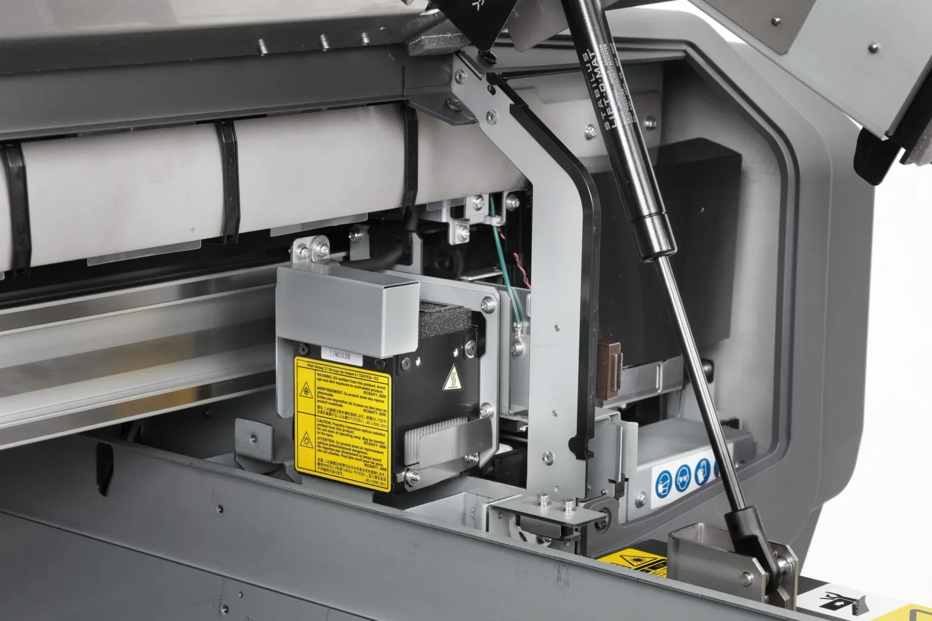 Inside the Mutoh XpertJet 661UF, showing the print carriage