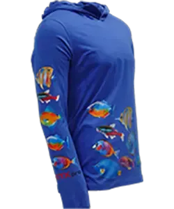 Blue long sleeve shirt printed with GTXpro printer