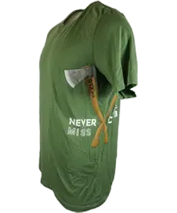 Green t-shirt with axes printed with GTXpro printer